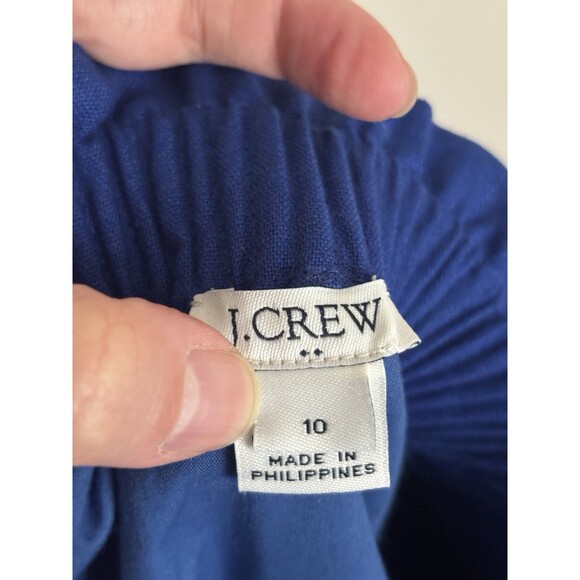 J Crew Womens 10 Medium LINEN Scallop Hem Skirt Blue Preppy Nautical Beach Chic - Picture 2 of 5